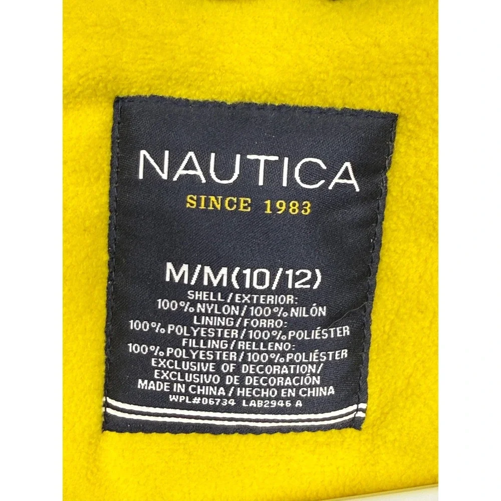 Nautica Kids Black Hooded Winter Parka Jacket Fleece Lined Size M 10/12 1983 USA